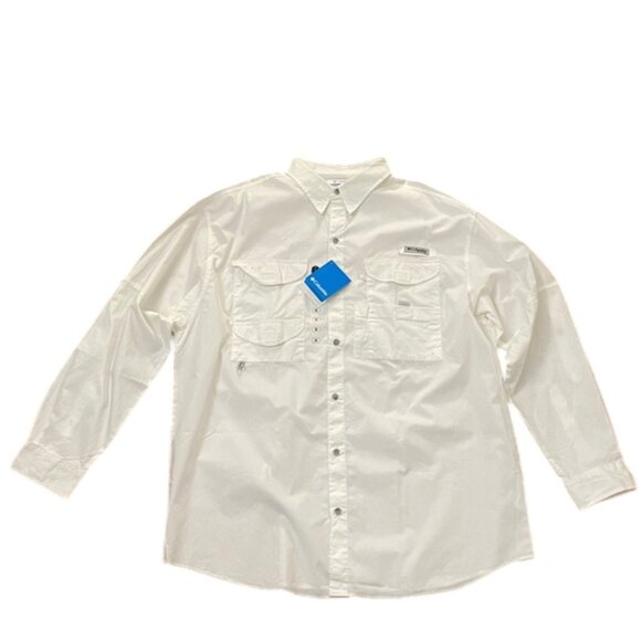Columbia White PFG Bonehead Long Sleeve Fishing Shirt Mens XL NEW FM7120 - Picture 2 of 12
